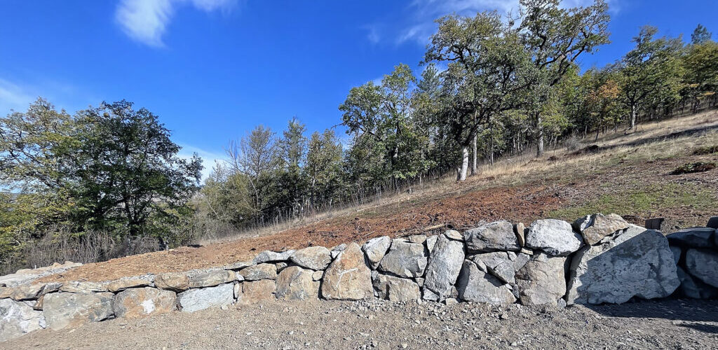 A retaining wall with proper drainage in Southern Oregon