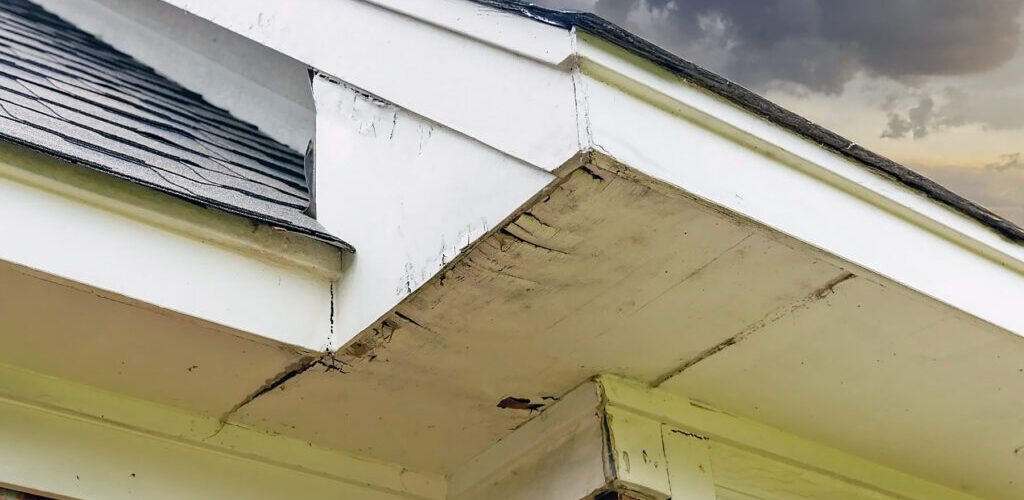 A house in Southern Oregon with soffit problems caused by water