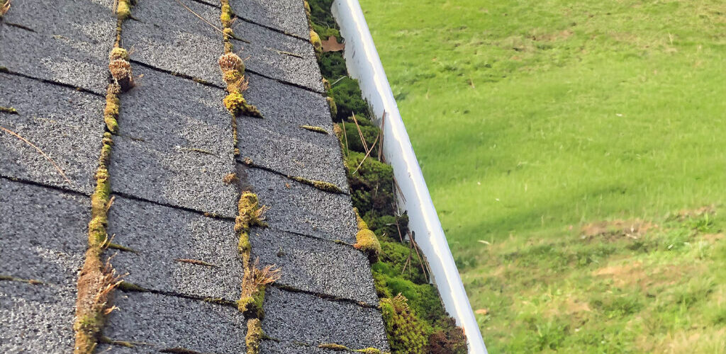 Failed rain gutters on a house in the Rogue Valley