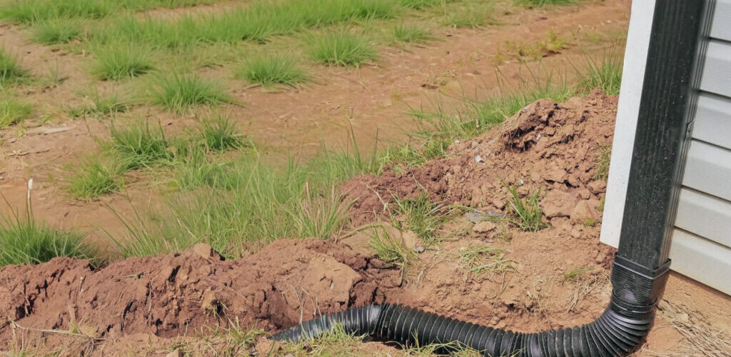A clogged downspout drain line in Southern Oregon