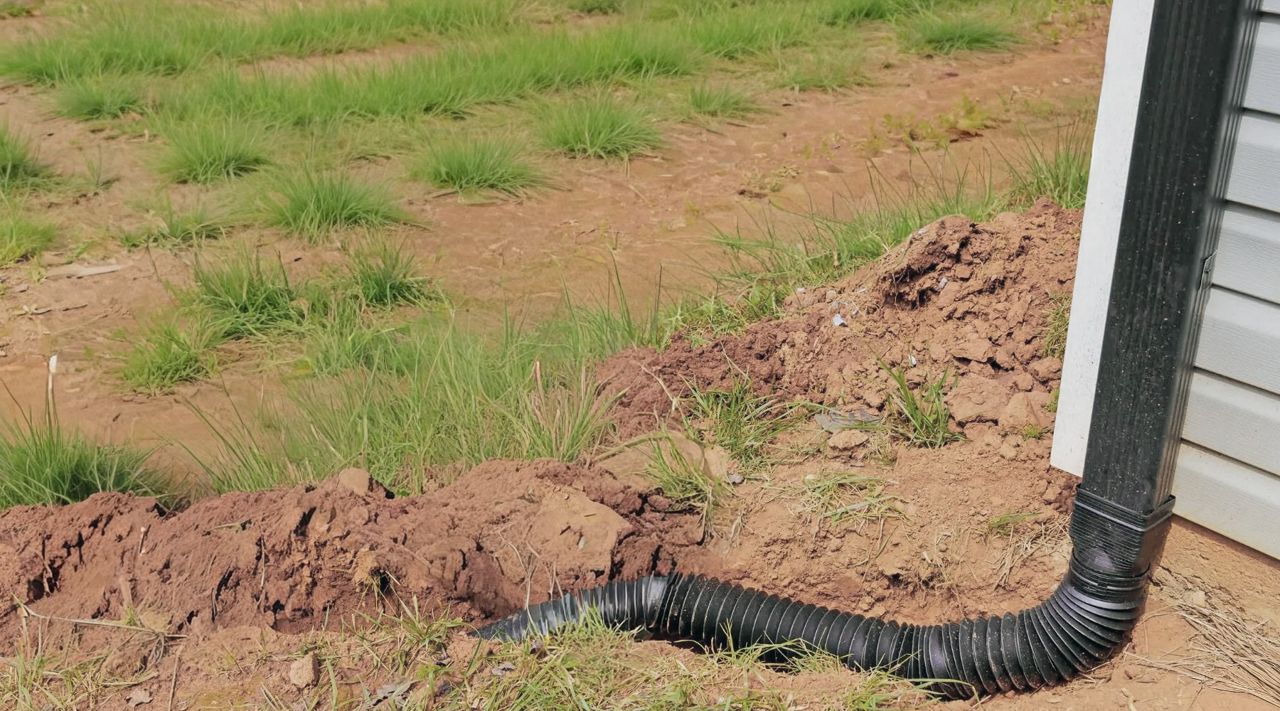 A clogged downspout drain line in Southern Oregon
