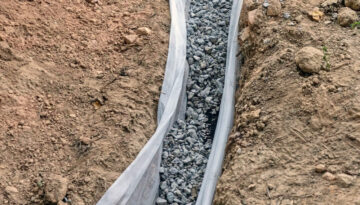 A French Drain in clay soil in Southern Oregon
