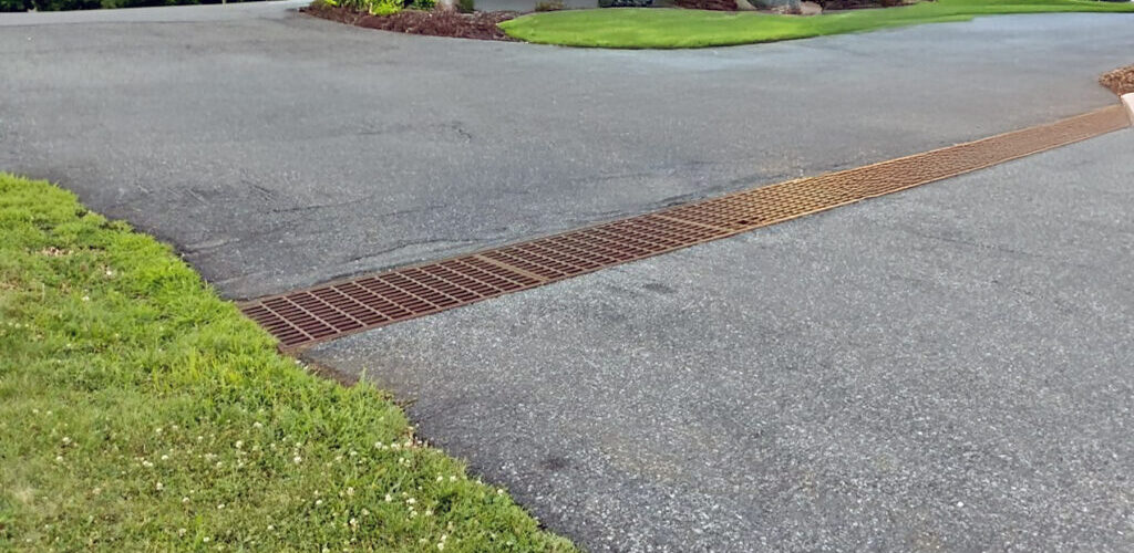 A trench drain for a Southern Oregon driveway